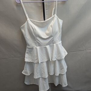 Trixxi White Tiered Mini Dress